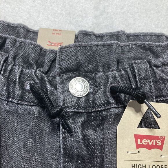 New Levi Strauss Size 10 R High Loose Paper bag Drawstring Dark Gray Kids - Picture 12 of 12